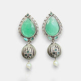 Oxidised German Silver Gemstone Earrings JH7550