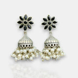 Oxidised German Silver Gemstone Earrings JH7552