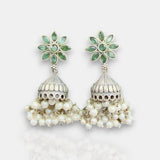 Oxidised German Silver Gemstone Earrings JH7552