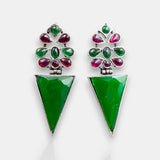 Oxidised German Silver Gemstone Earrings JH7551