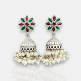 Oxidised German Silver Gemstone Earrings JH7552