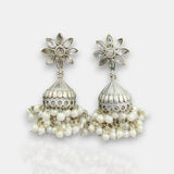 Oxidised German Silver Gemstone Earrings JH7552