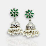 Oxidised German Silver Gemstone Earrings JH7552
