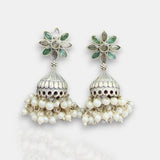 Oxidised German Silver Gemstone Earrings JH7552