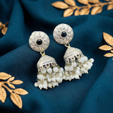 Oxidised German Silver Gemstone Earrings JH7553