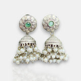 Oxidised German Silver Gemstone Earrings JH7553