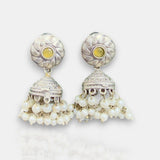 Oxidised German Silver Gemstone Earrings JH7553