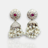 Oxidised German Silver Gemstone Earrings JH7553