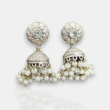 Oxidised German Silver Gemstone Earrings JH7553