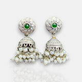 Oxidised German Silver Gemstone Earrings JH7553