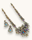 Divine Lord Srinivasa Temple Haram Necklace Set with Antique Finish