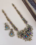 Divine Lord Srinivasa Temple Haram Necklace Set with Antique Finish