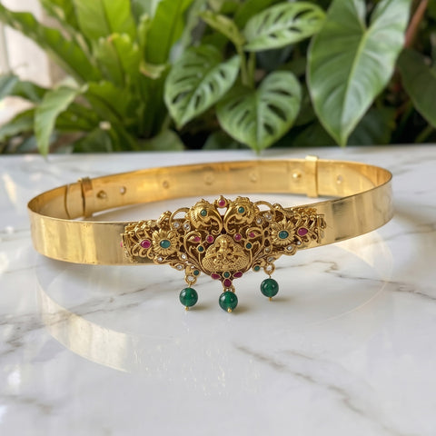 Beautiful Gold Plated Adjustable Temple Hip Belt Kamarband For Kids JH7569