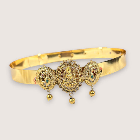 Beautiful Gold Plated Adjustable Temple Hip Belt Kamarband For Kids JH7571