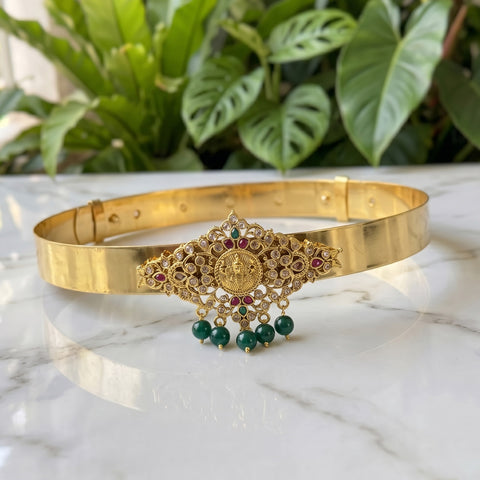 Beautiful Gold Plated Adjustable Temple Hip Belt Kamarband For Kids JH7575