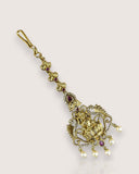 Antique Gold Temple Maang Tikka with Pearl Drops JH7699