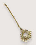 Antique Gold Temple Maang Tikka with Pearl Drops JH7701