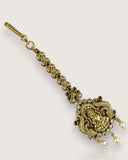 Antique Gold Temple Maang Tikka with Pearl Drops JH7702