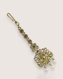 Antique Gold Temple Maang Tikka with Pearl Drops JH7703