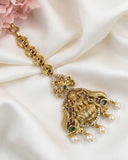 Antique Gold Temple Maang Tikka with Pearl Drops JH7704