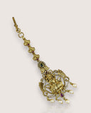 Antique Gold Temple Maang Tikka with Pearl Drops JH7705