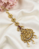 Antique Gold Temple Maang Tikka with Pearl Drops JH7706