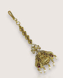 Antique Gold Temple Maang Tikka with Pearl Drops JH7716