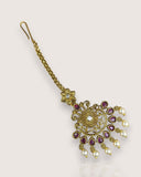 Antique Gold Temple Maang Tikka with Pearl Drops JH7717