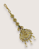 Antique Gold Temple Maang Tikka with Pearl Drops JH7719