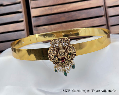 Classic Lakshmi Nakash Hip Belt Antique Gold Temple Vaddanam JH7754