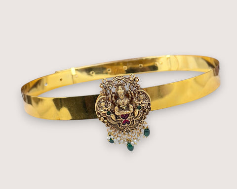Classic Lakshmi Nakash Hip Belt Antique Gold Temple Vaddanam JH7754