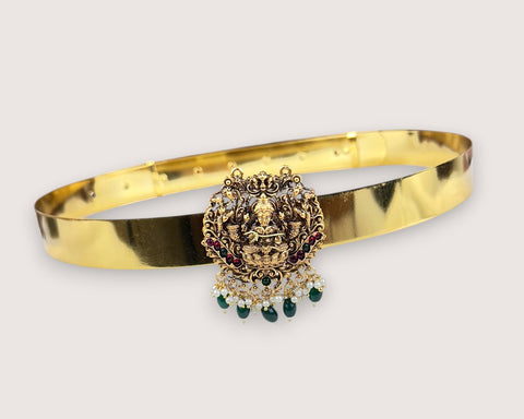 Classic Lakshmi Nakash Hip Belt Antique Gold Temple Vaddanam JH7755
