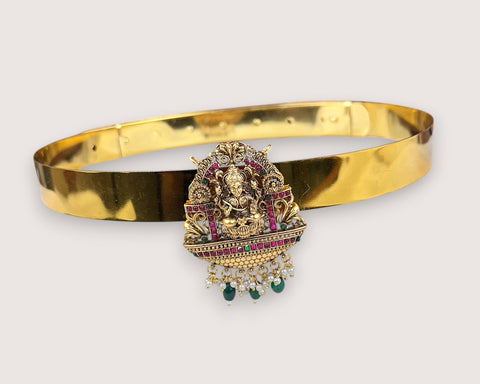 Classic Lakshmi Nakash Hip Belt Antique Gold Temple Vaddanam JH7756