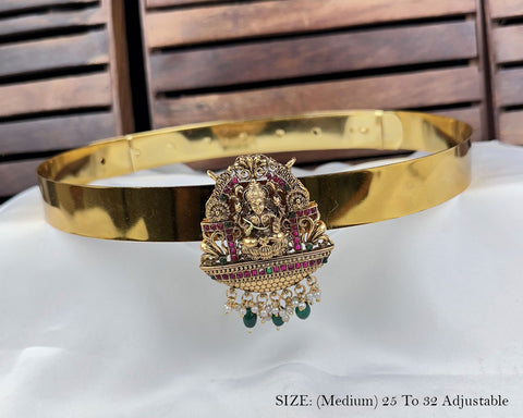 Classic Lakshmi Nakash Hip Belt Antique Gold Temple Vaddanam JH7756