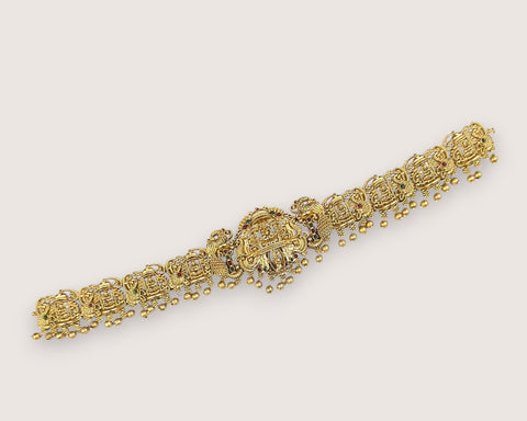 Elegant Gold Plated Kemps Stone Traditional South Indian Waist Hip Chain JH7759