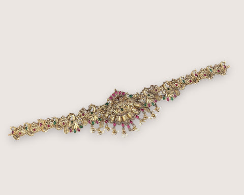 Elegant Gold Plated Kemps Stone Traditional South Indian Waist Hip Chain JH7760
