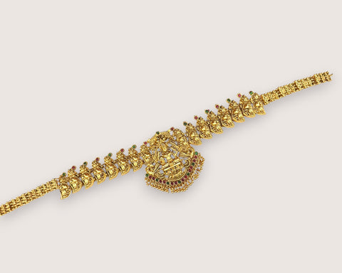 Elegant Gold Plated Kemps Stone Traditional South Indian Waist Hip Chain JH7761