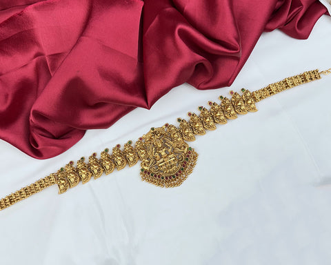 Elegant Gold Plated Kemps Stone Traditional South Indian Waist Hip Chain JH7761