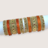 Traditional Metal And Glass Combination Grand Bridal Bangles SetJH7771
