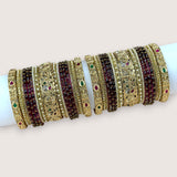 Traditional Metal And Glass Combination Grand Bridal Bangles SetJH7771