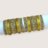 Traditional Metal And Glass Combination Grand Bridal Bangles SetJH7778