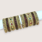 Traditional Metal And Glass Combination Grand Bridal Bangles SetJH7779