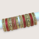 Traditional Metal And Glass Combination Grand Bridal Bangles SetJH7780