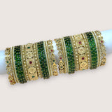 Traditional Metal And Glass Combination Grand Bridal Bangles SetJH7781
