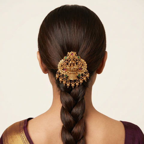 Traditional Antique Gold Finish Single Jadai Billai Hair Accessory JH7783