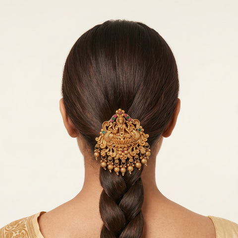 Traditional Antique Gold Finish Single Jadai Billai Hair Accessory JH7785