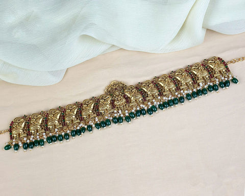 Royal Temple Design Ottiyanam In  Antique Finish Hip Chain JH7791