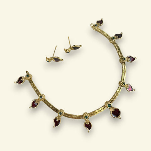 Elegant Gold Finish Traditional Kerala Palakka Necklace JH7814