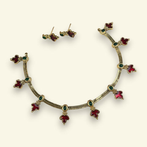 Elegant Gold Finish Traditional Kerala Palakka Necklace JH7815