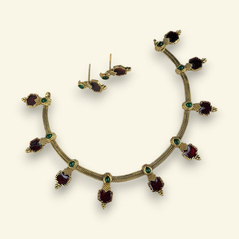Elegant Gold Finish Traditional Kerala Palakka Necklace JH7816